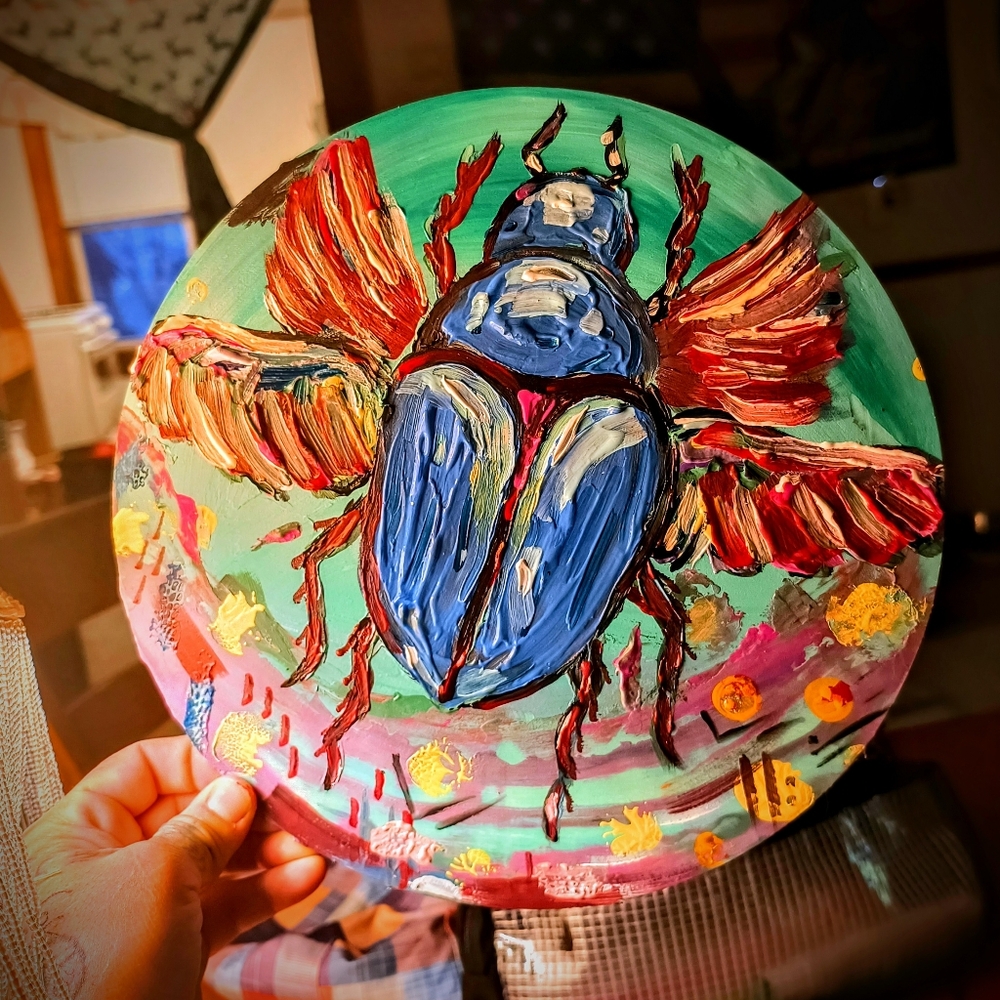 Egyptian Scarab acrylic painting on wood